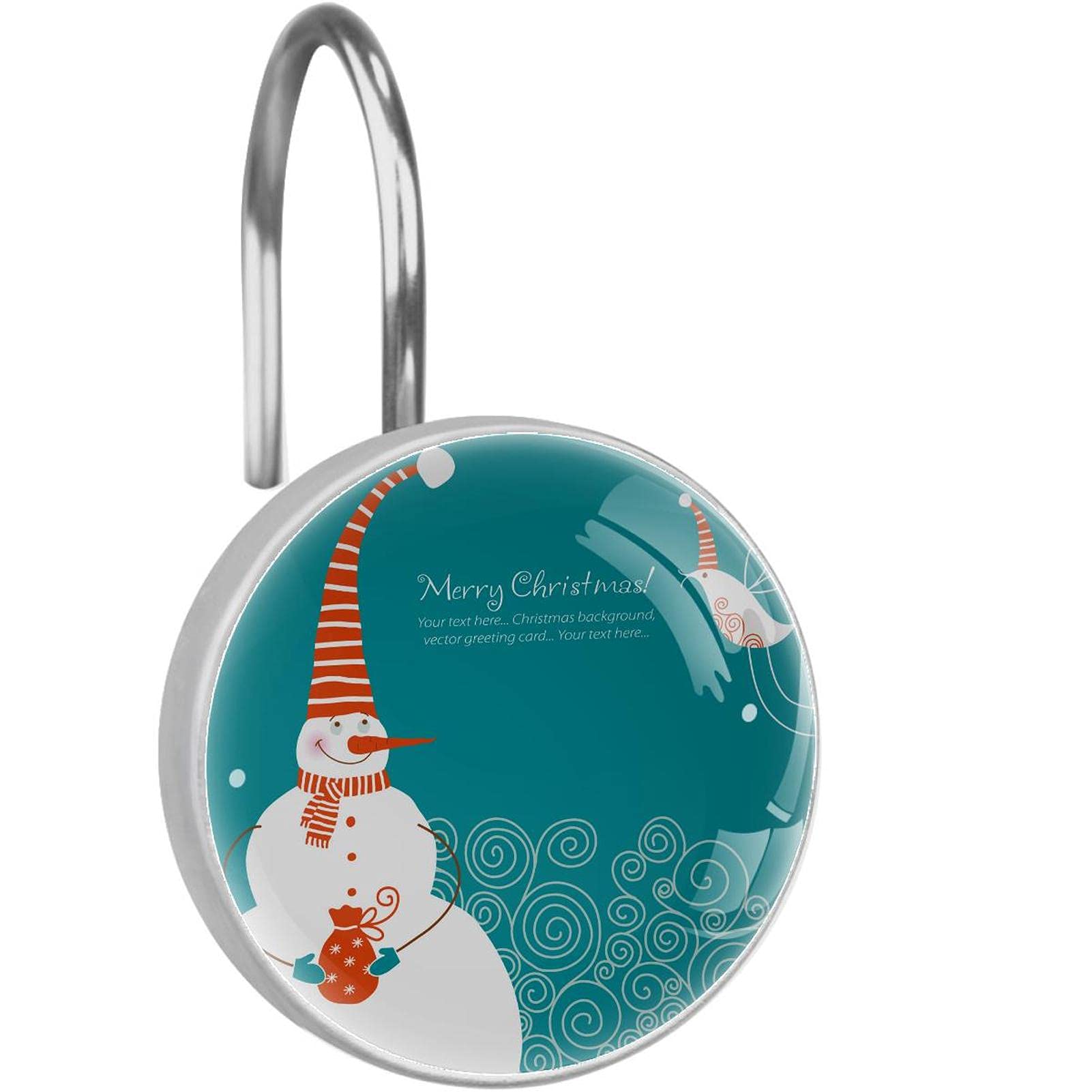 Crochets de rideau de douche Noël anti-rouille en acier inoxydable lot de 12