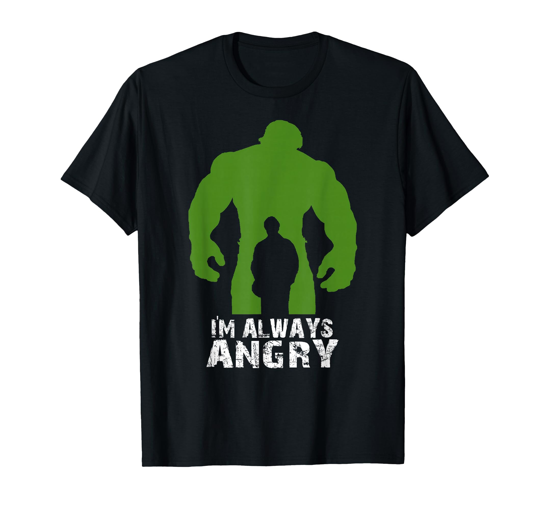 Urban Macho Tees I'm Always Angry Superhero T-Shirt - Black, Unisex-Adults, Short Sleeve, Fitted, Small