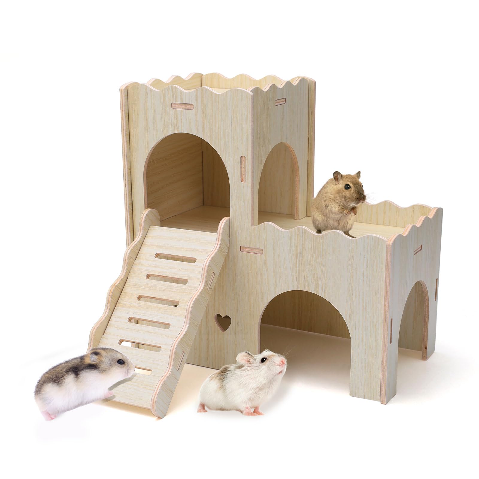 Holz Meerschweinchen Schloss Meerschweinchen Holzversteck mit Höhlentreppe Meerschweinchen Käfig Zubehör für Hamster (002)