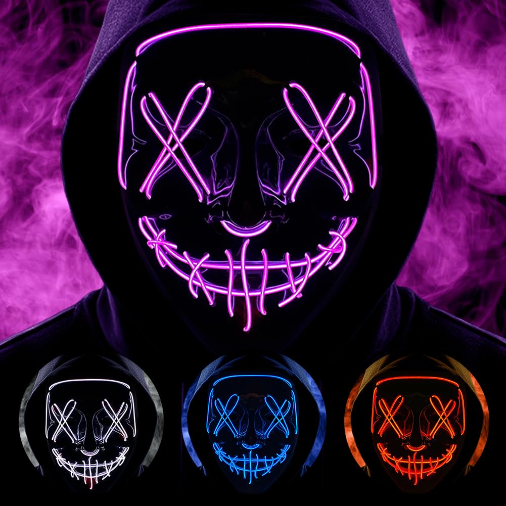Halloween Masks, Horror Smiles LED Mask, Anonymous Neon Mask