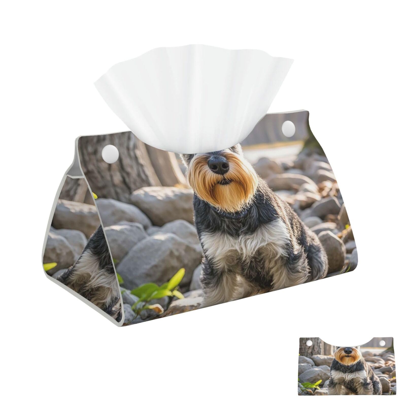 Cute Schnauzer Dog Tissue Box Cover Square Cube Boxes
