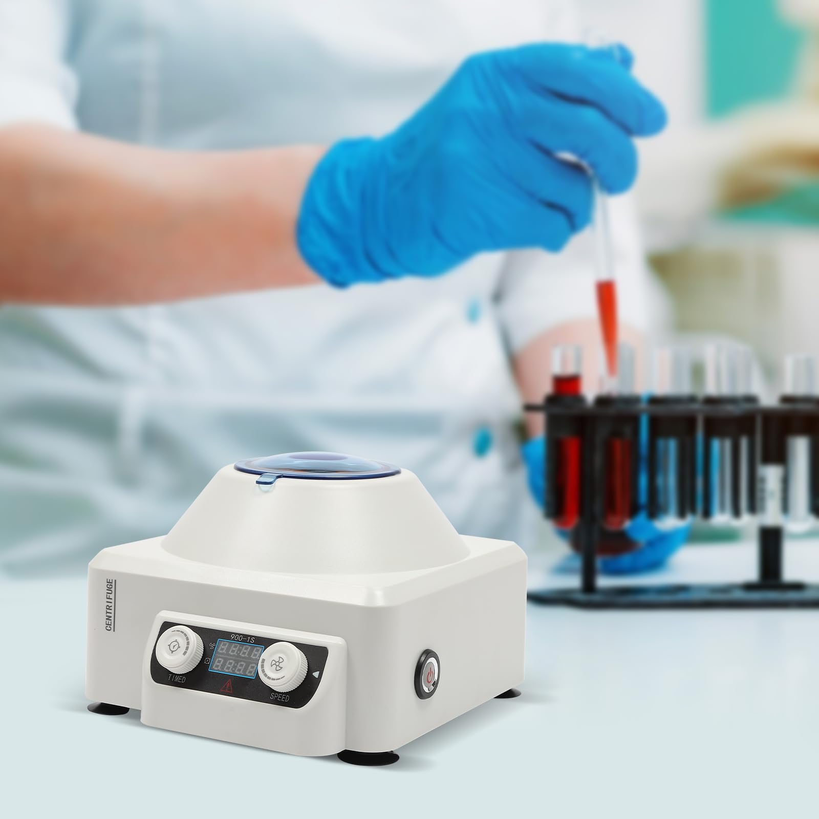 Centrífuga de laboratorio 6 x 10 ml con pantalla LCD y temporizador de velocidad ajustable 0-4000 rpm/min, para hospital, laboratorio, suero, plasma