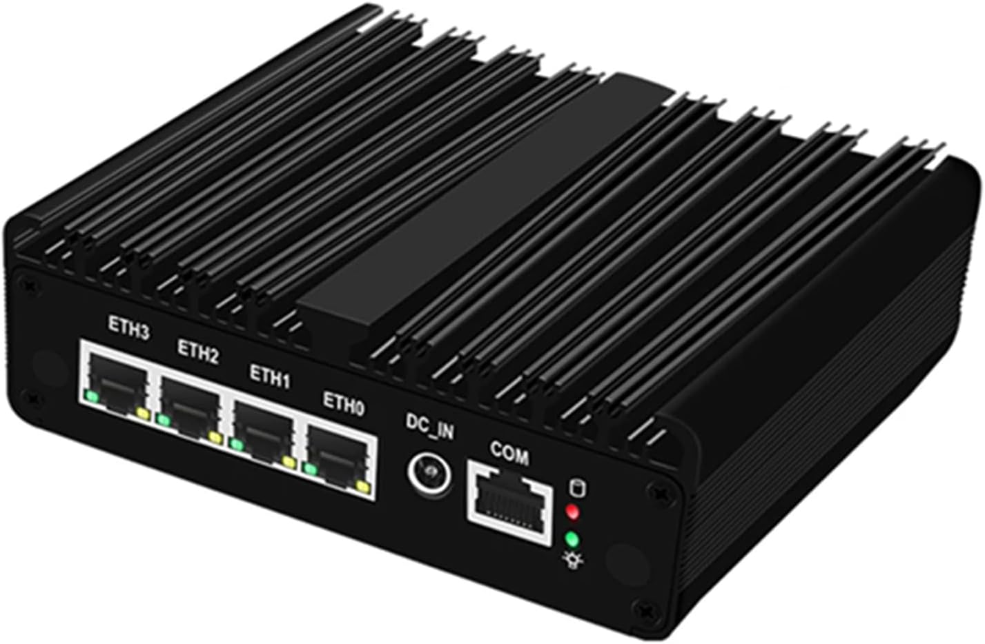 Fanless Mini PC 12th Gen Alder Lake-N N100 Firewall Mini PC Router 4 * i226-V 2.5G LAN, 1 * RJ45 COM, 16GB DDR5 128GB NVMe, Support PF-Sense OPNsense