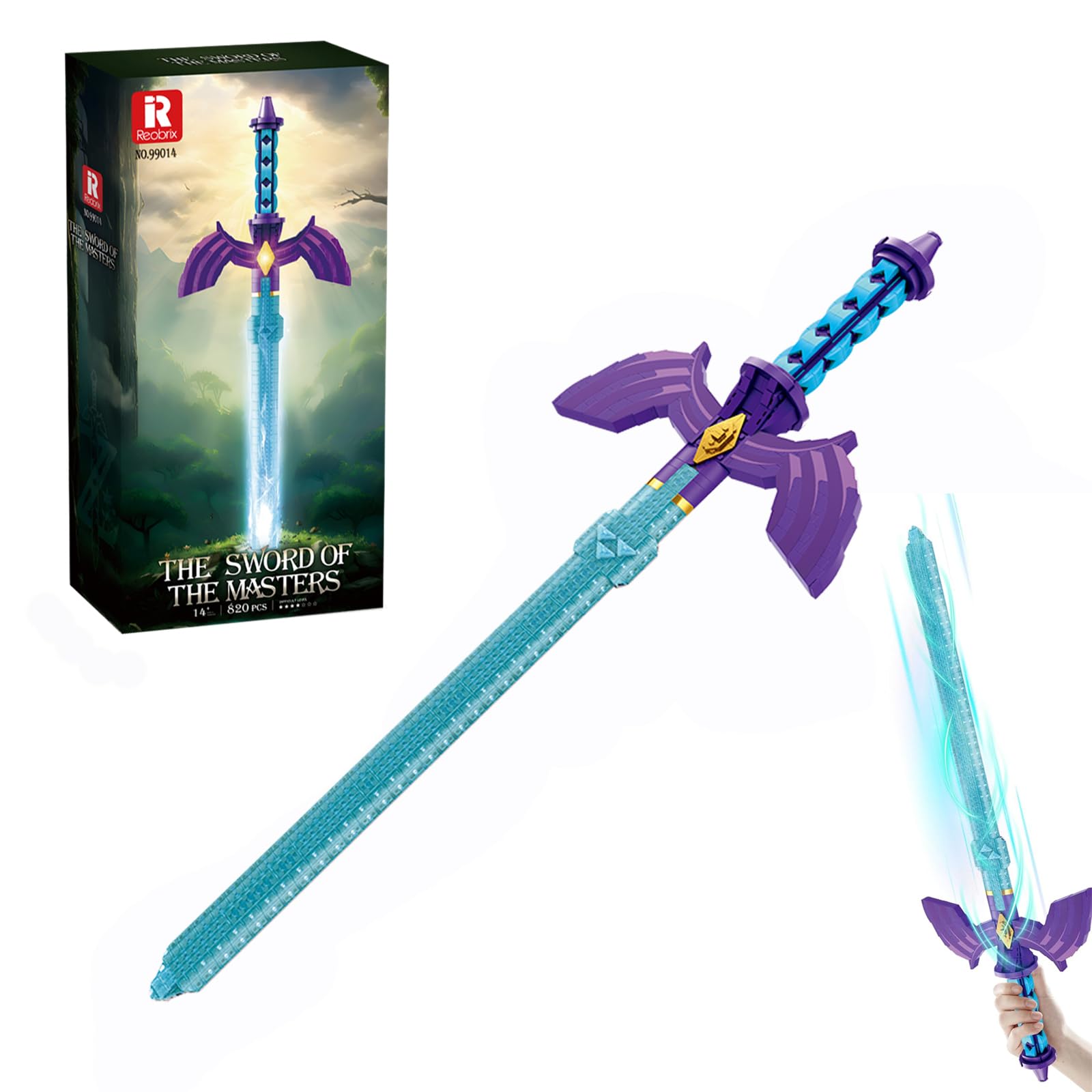 Reobrix 99014 Master Sword Building Blocks Set, Link Sword Model Kit for Play and Display, Zelda Sword Building Toy for Boys 12+ and Adults, 820 PCS