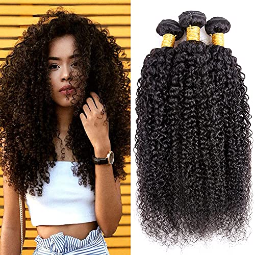 Clarolair brésilien crépus Cheveux bouclés Regroupe brésilien Cheveux 3 trames brésiliens extension de cheveux vierge Kinkys Cheveux bouclés Couleur naturelle (100 +/-5g)/PC (20 22 61 cm) Cover