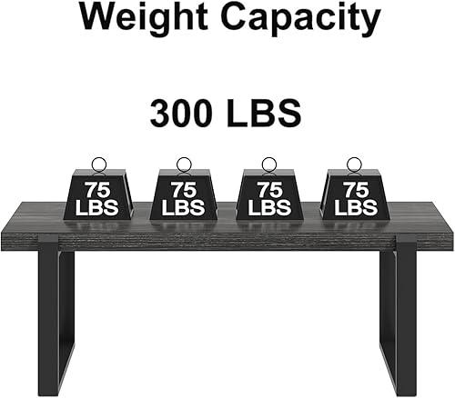 Miniatura 78 de FOLUBAN Mesa de centro rústica, moderna mesa central industrial de madera y metal para sala de estar, roble de 47 pulgadas Roble,Negro