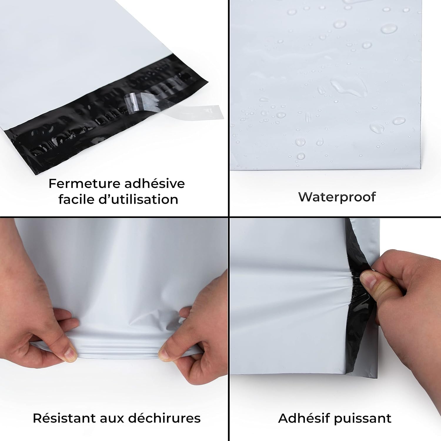 Enveloppes 40 x 50 cm Blanches Opaques Plastique Solides Inviolables Imperméables Lot de 100
