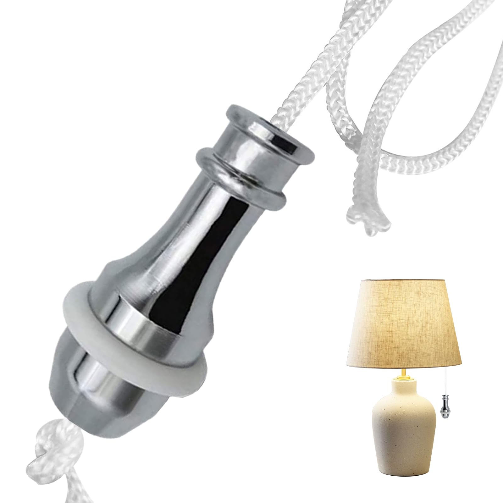 Madginine Silver Bathroom Light Pull Cord Handle Bathroom Pull Cord Light Pull Cord Handle Bathroom Light Pull Cord With 1.5M Length Cord For Bathroom Toilet Light Ceiling Light Fan Switch