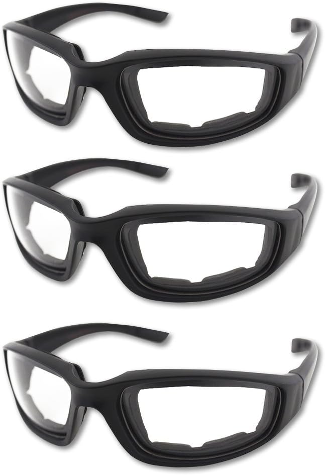surpassme 3 Pair Motorcycle Riding Glasses Padding Goggles UV Protection Dustproof WindproofMotorcycle Sunglasses with Clear Lens for Outdoor sports Actives