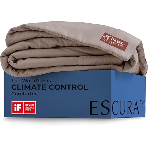 ESCURA Tw® Climate Control Comforter, Full/Queen, German Patented PCM Down Alternative All-Season Design for Hot Sleepers & Night Sweats, Bamboo Lightweight Breathable Hypoallergenic Blanket