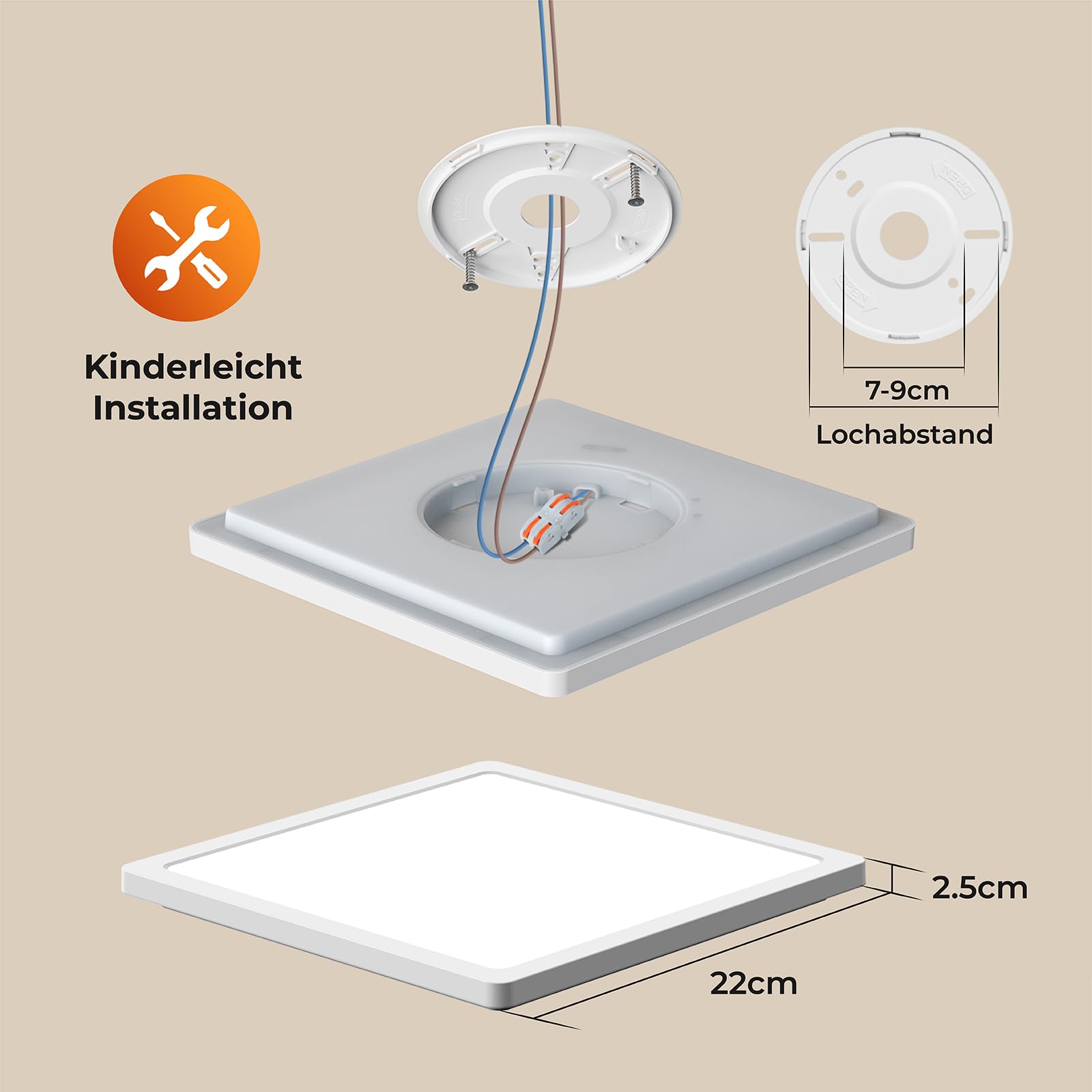 BLNAN LED Oprawa sufitowa z czujnikiem ruchu radarowym, 18W płaska lampa sufitowa z pilotem, panel z czujnikiem ruchu, ciepła neutralna zimna biel do łazienki, korytarza, schodów, toalety, garażu 22cm