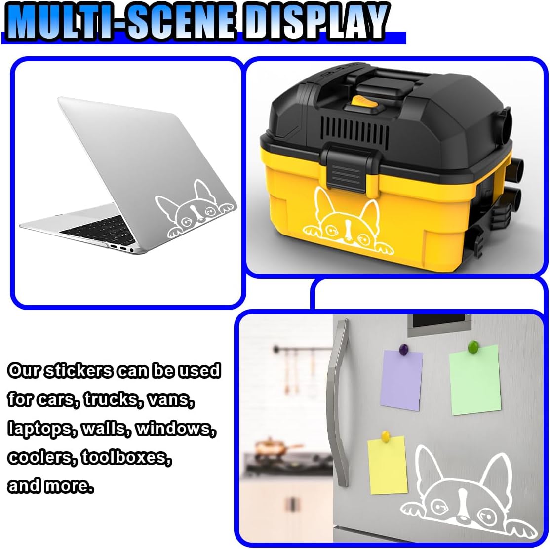 Boston Terrier Dog Peeking Car Sticker, 6 Inch Car Window Decal, Clear PET Decoration Sticker for Car, Truck, Bumper, Mirror, Laptop, Water Bottle (White) - Image 5