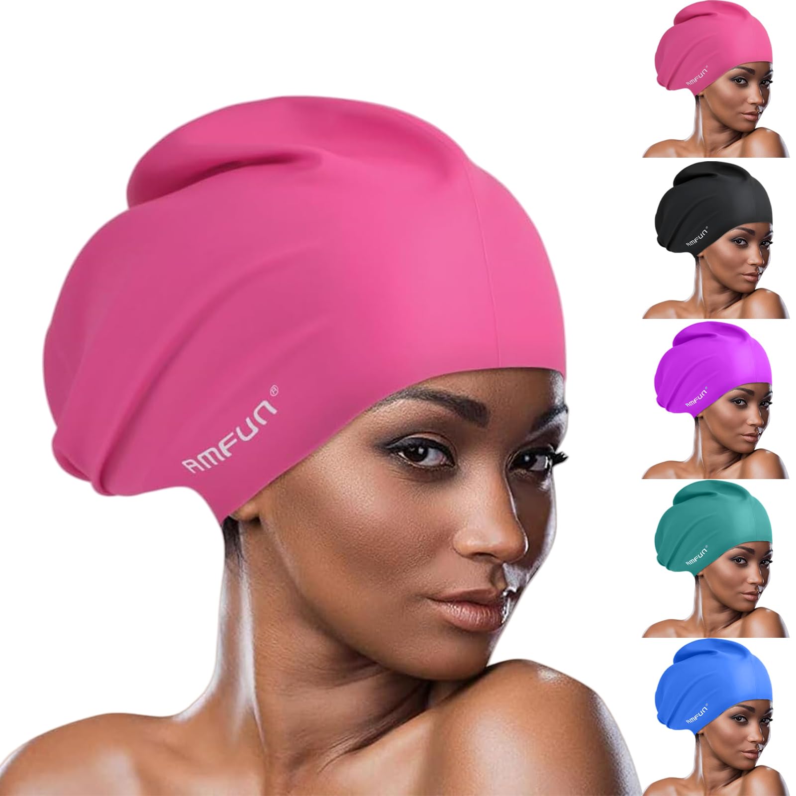 Cuffia da nuoto per adulti, cuffia da nuoto in silicone per donne e uomini, resistente e antiscivolo, impermeabile, protegge le orecchie, capelli lunghi per adulti, bambini più grandi Delr