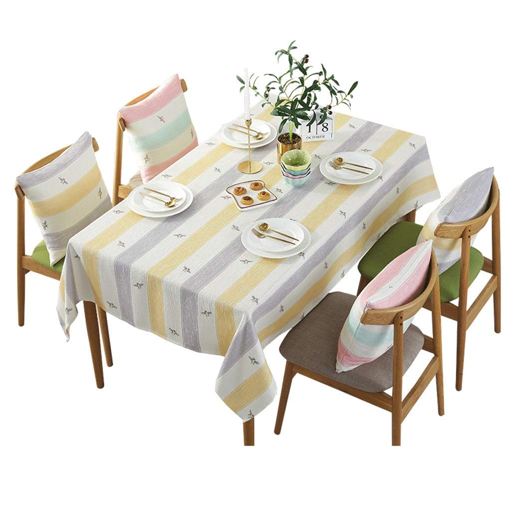 Nappe de table basse anti-poussière en coton lin brodé pour table basse 130x180