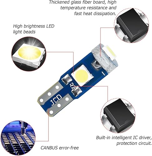Miniatura 3 de BELOMI 20 luces LED T5 para tablero de automóvil, bombilla alta 3030-3SMD de repuesto con enchufe de bloqueo giratorio, luz súper brillante para