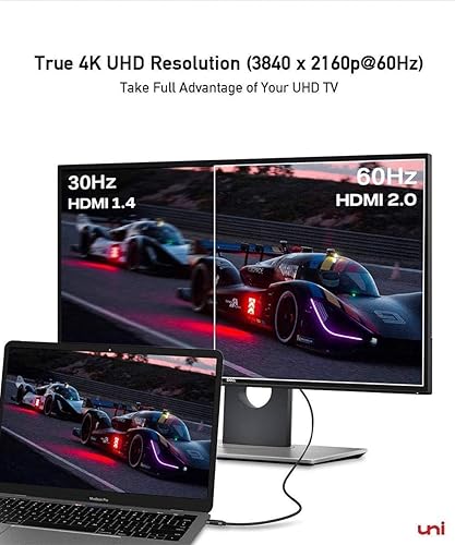 Miniatura 3 de uni Cable USB C a HDMI de 10 pies 4K a 60 Hz, cable USB tipo C a HDMI de aluminio resistente (compatible con Thunderbolt 3/4) con Samsung S8-S23