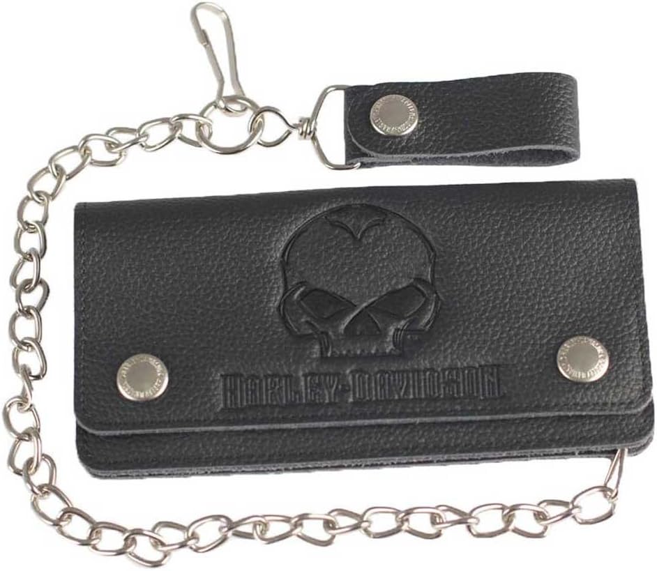Harley-Davidson Men's Willie G Skull Tall Trucker Biker Wallet XML4710-BLK