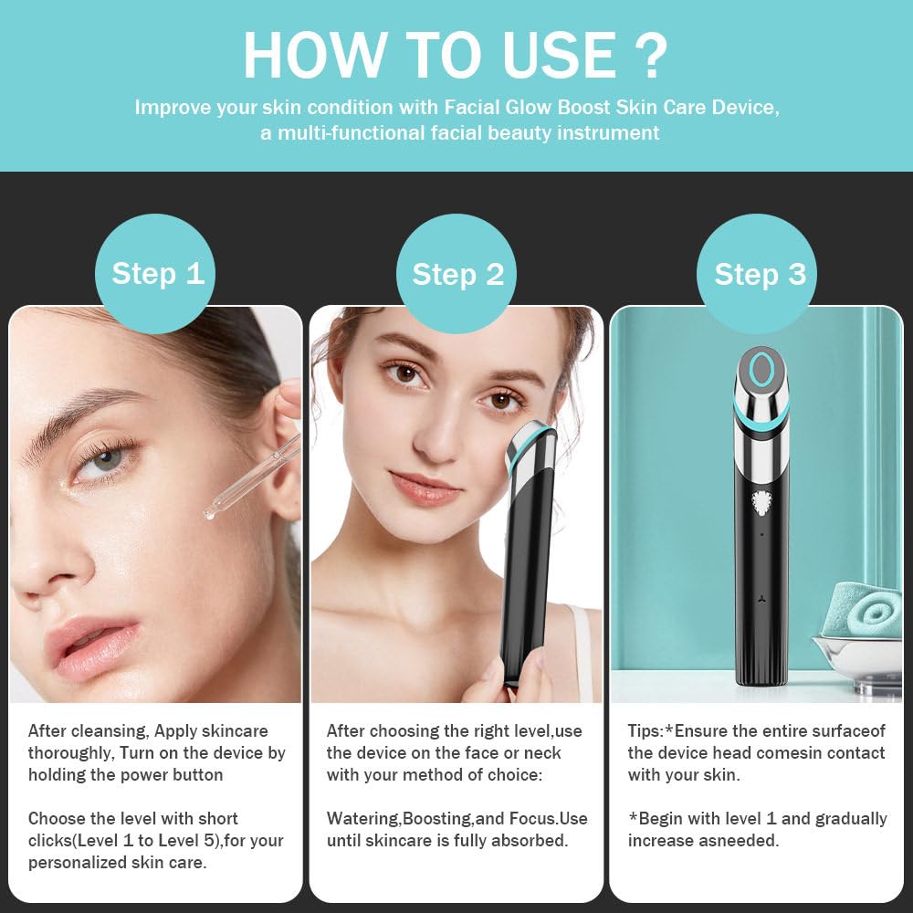 Hautpflegegerät – Gesichts-Glow-Booster, LED-Anti-Falten-Gerät, 5-Gang-Einstellung, Ausstrahlung, Elastizität, Maximierung Und Steigerung Der Hautpflegeaufnahme