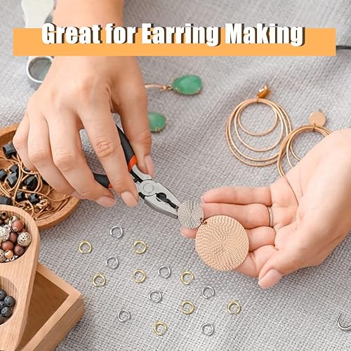 Miniatura 6 de DICOSMETIC 12 piezas de acero inoxidable de 2 colores, aretes hipoalergénicos con lazo para hacer pulseras, collares, joyas