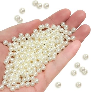 Craft Pearls Small Holeless Faux Pearls, Off-White, 6mm, 1500 Grains | ABS Plastic Beads, Holeless Beads for DIY Pendants, Rings, Home Decor, Vase Fillers