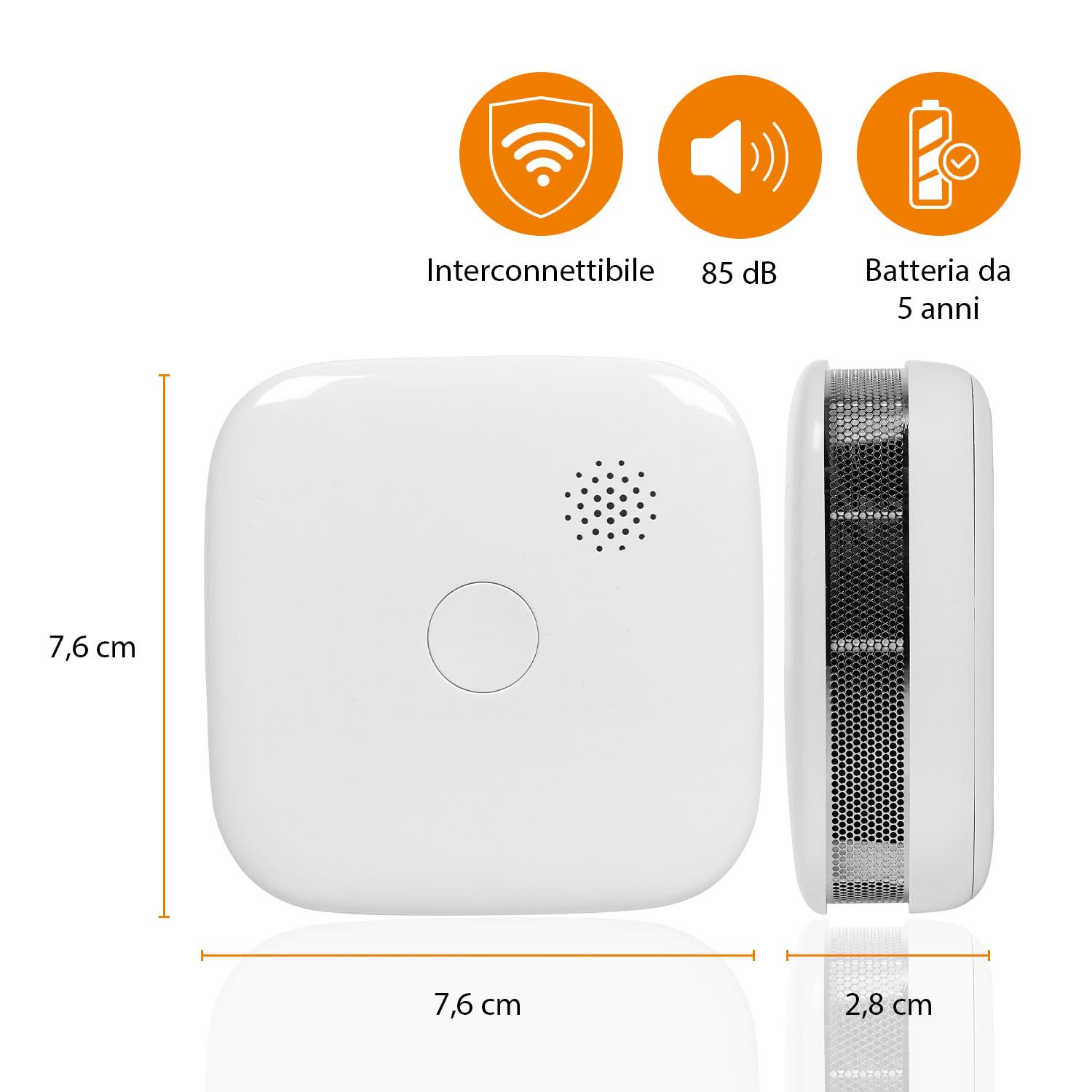 Confezione da 2 rivelatori di fumo interconnettibili Smartwares - Accoppiamento fino a 24 rivelatori - Batteria da 5 anni - Indicatore luminoso - Pulsante di test e silenzio - FSM-11652