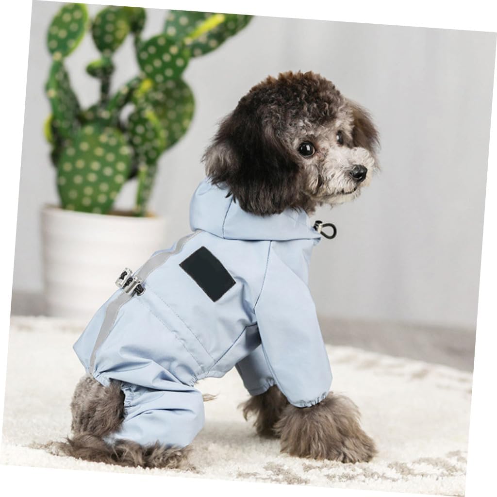minkissy Reflective Waterproof Pet Raincoat Breathable Dog Rainwear Blue L, Four-Legged Puppy Rain Jacket for Outdoor Use
