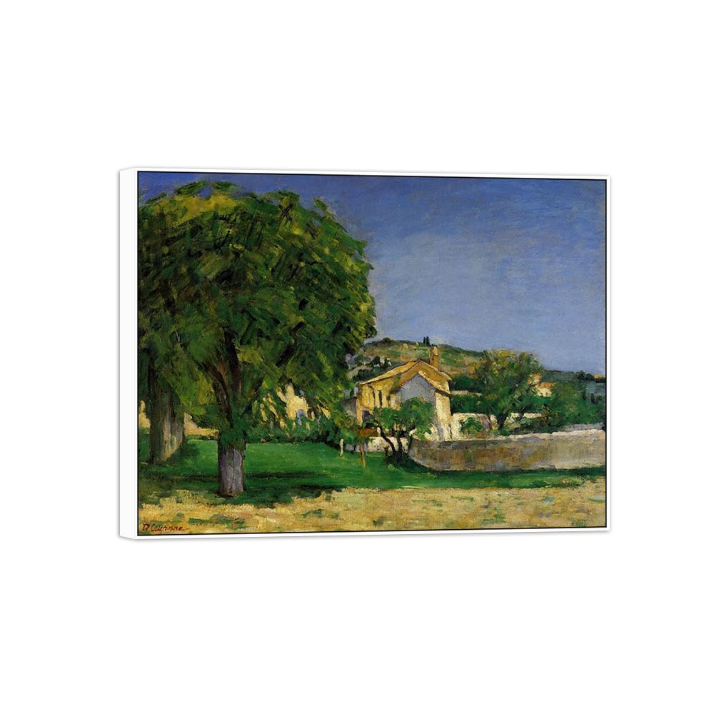 SDYSKKUG Canvas Wall Art Picture Decor Tree 3 by Paul Cezanne 80x60cm White Frame