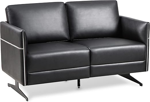 Accent Chair Loveseat Couch Sofa Upholstered Faux Leather Ergonomic Lumbar Support Cubic Waiting Room Reception Chair Modern Simplistic for Living Room Hotel Lobby Office Salon