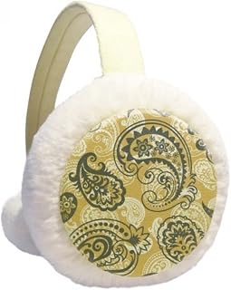 Printing Repeat Cloth Khaki Colorful Art Winter Ear Warmer Cable Knit Furry Fleece Earmuff Outdoor