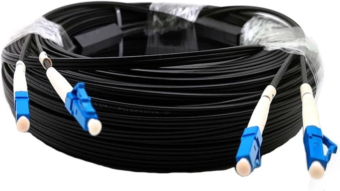 Outdoor Fiber Optic Drop Cable, FTTH, 3-Steel, 2-Core, Patch Cords with LC, SC, FC, ST Connectors, 200m(2FC UPC-2FC UPC)