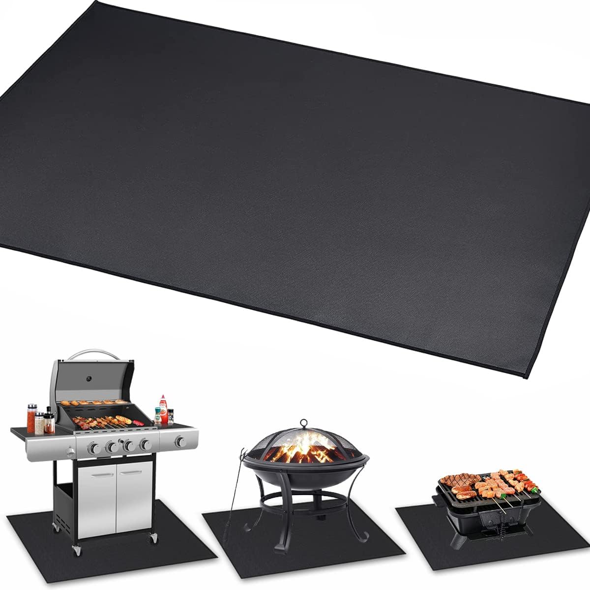 KOADOA Under Grill Mat 65 x 39 Inch Durable Fireproof