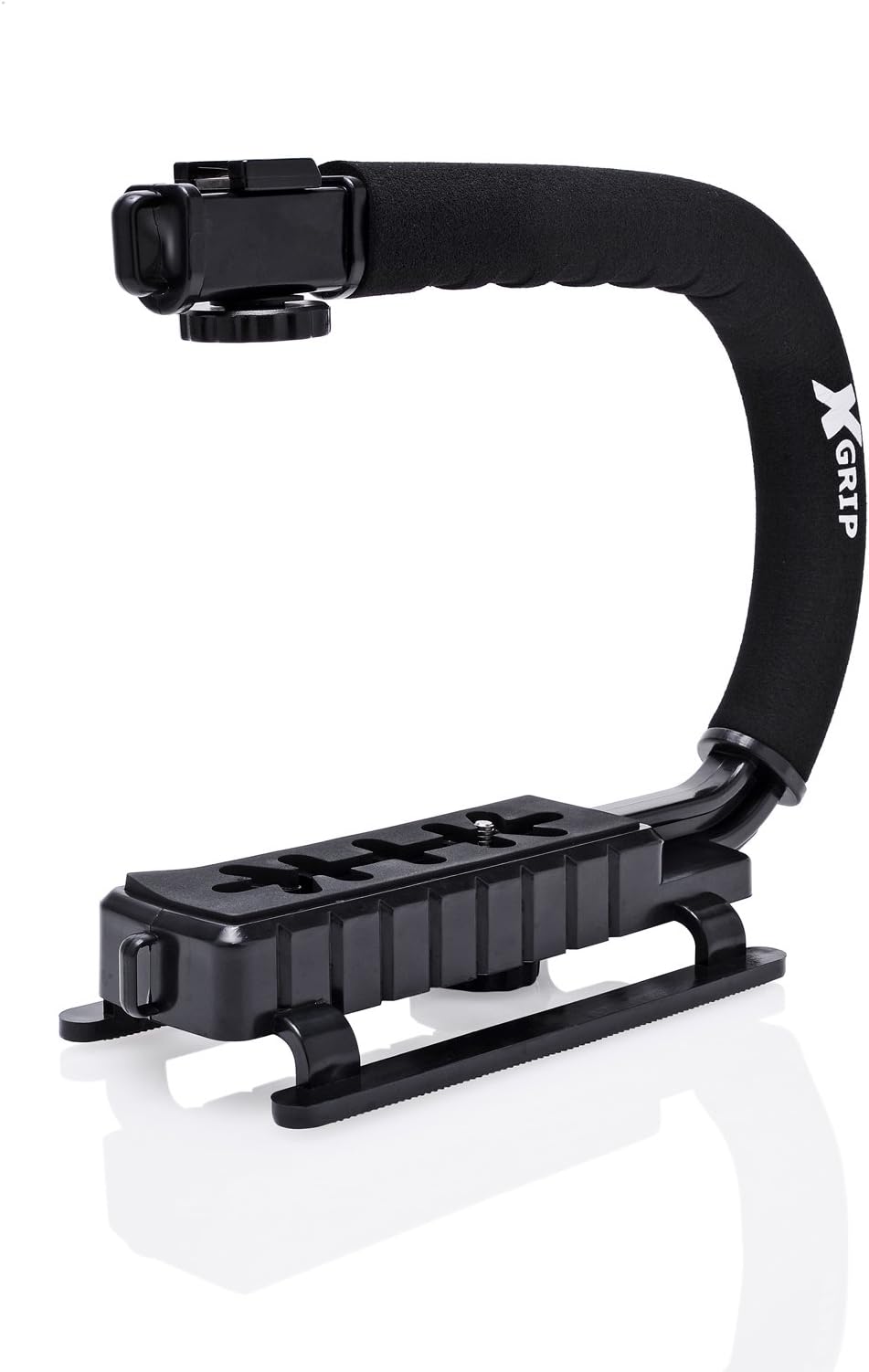 Opteka X-Grip Professional Camera/Camcorder Action Stabilizing Handle with Accessory Shoe for Flash, Mic, or Video Light (Black)
