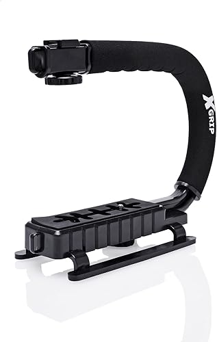 Opteka X-GRIP Professional CameraCamcorder Action Stabilizing Handle con accesorio para flash, MIC, o luz de vídeo (Azul)