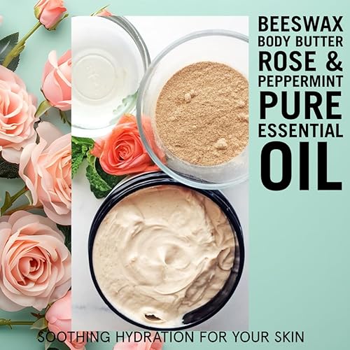 Miniatura 5 de Body Butter, Rose & Peppermint, Natural-Organic, Honey, Beeswax & Vitamin E, Hydrating 4oz