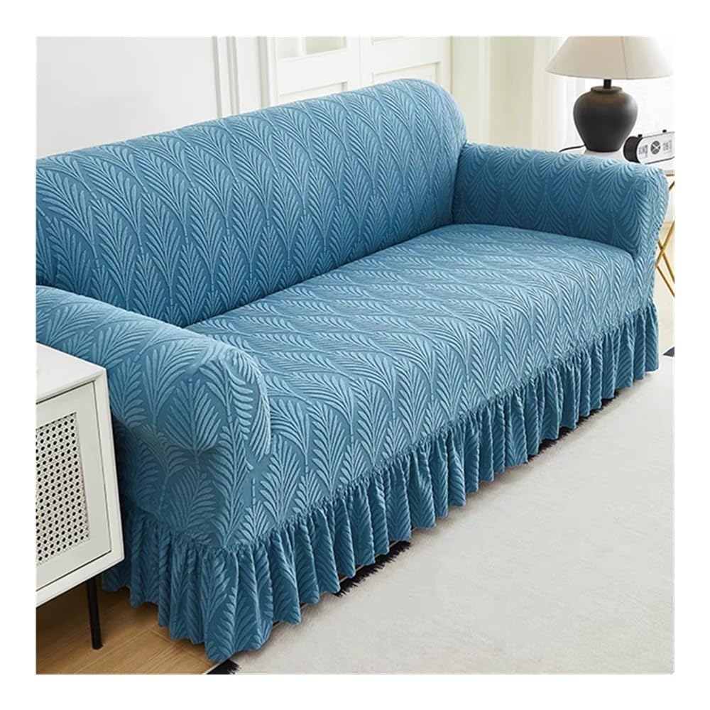 Housse de canapé bleue lavable et extensible pour salon 3 places