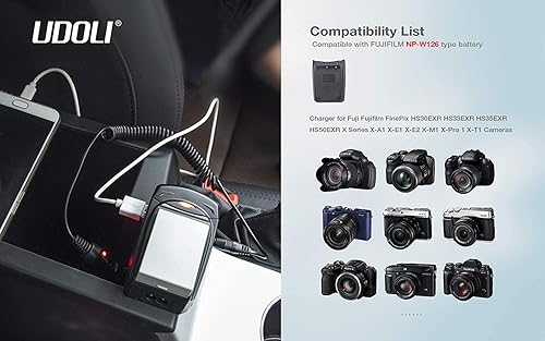 Miniatura 7 de Cargador de batería de cámara NP-W126 con pantalla LCD, puerto USB, cargador de batería portátil de viaje para Fuji Fujifilm FinePix HS30EXR HS35EXR