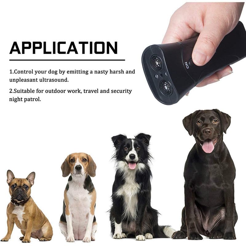 Image of Ultrasonic Dog Repeller with LED Flashlight - Portable Handheld Dog Bark Control & Training Device for Walking, Outdoor Safety & Behavior Support