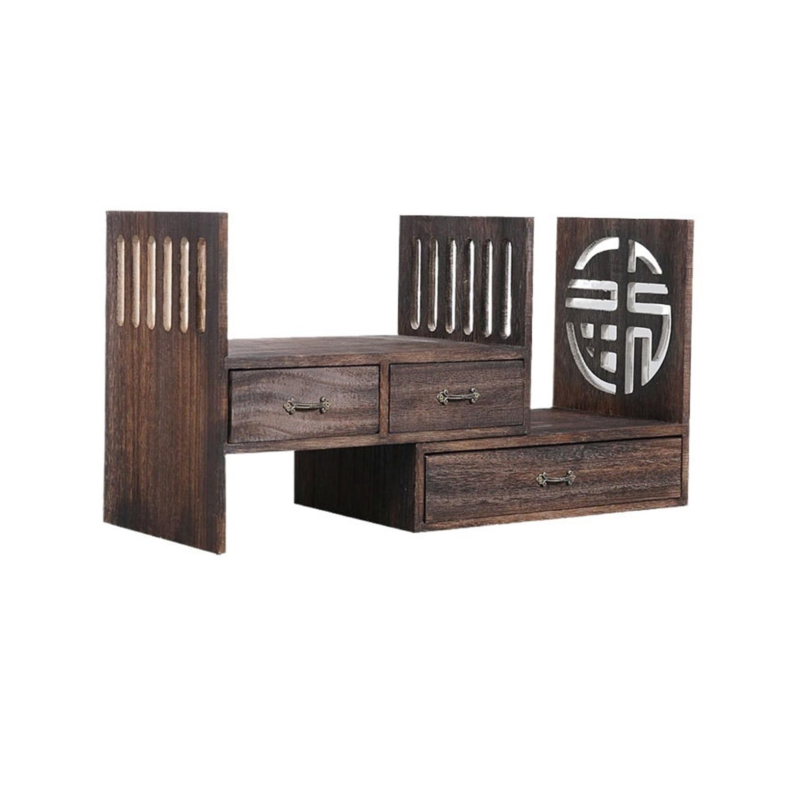 Organizador de escritorio de madera ajustable con estantes libres