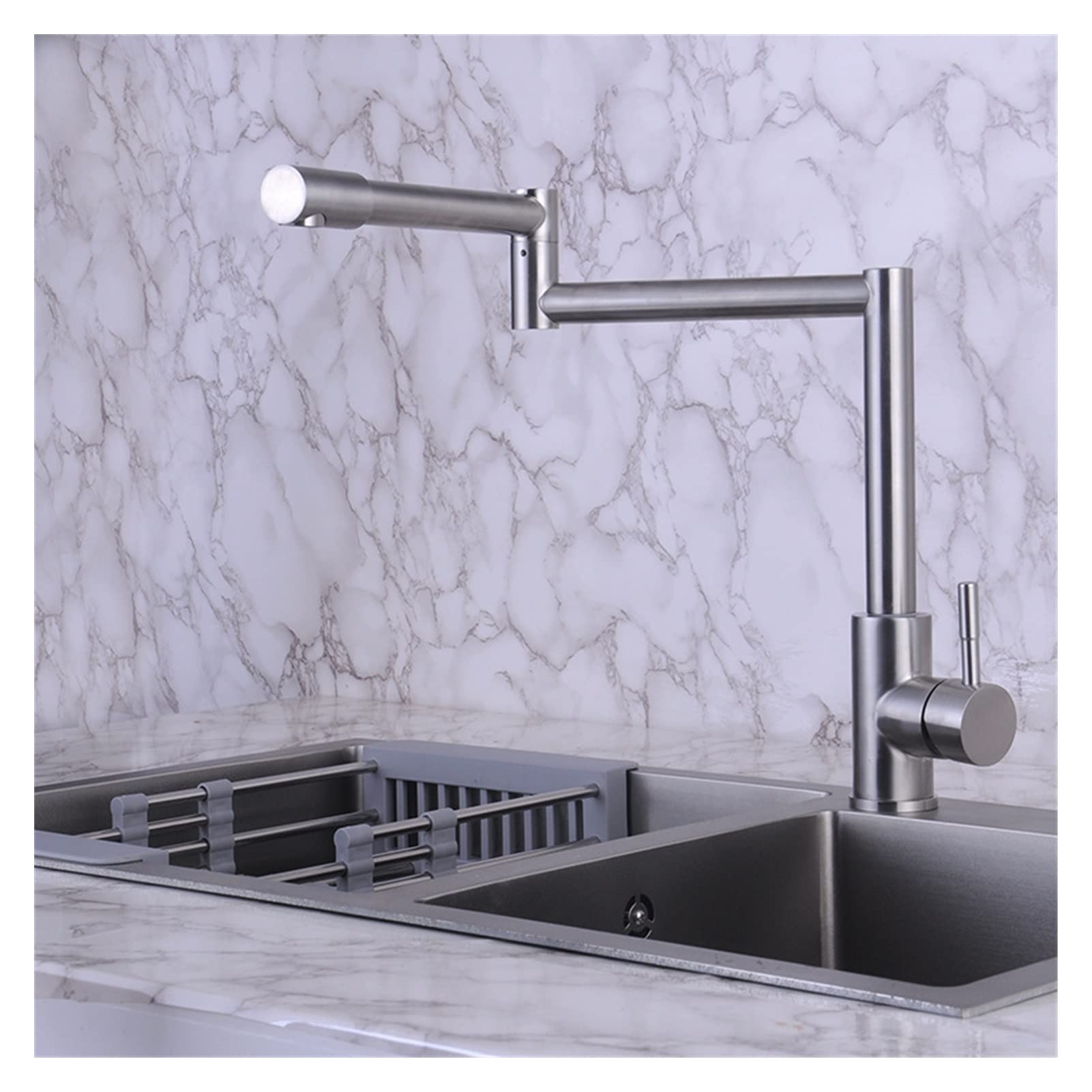 Kran umywalkowy, 304 Ze Stali Nierdzewnej Kale kuchenne Hot and Cold Water Sink Faucet Universal Folding Pot Filler Faucet