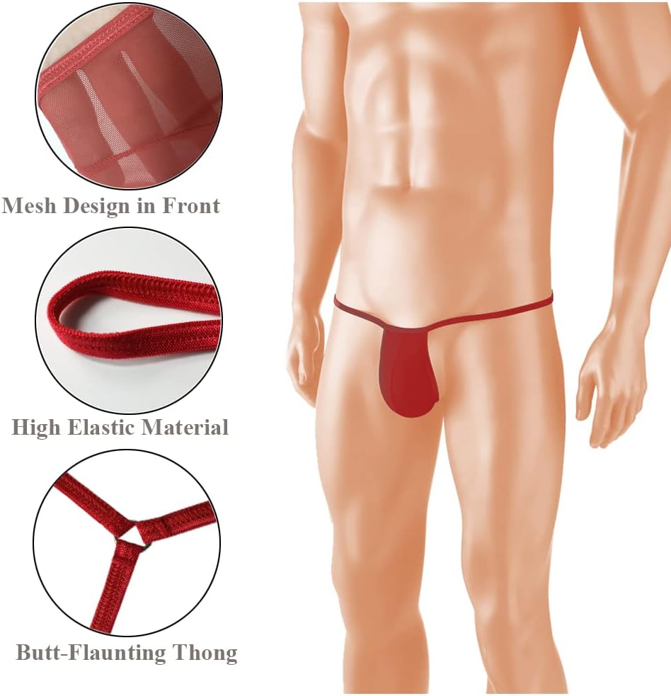 Mens Swimwear Underwear Hot Men Jockstrap Mesh Low Waist Comfortable Thongs Briefs (Size 26"-38") - Image 6