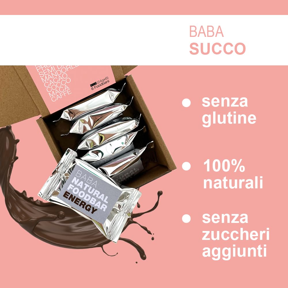 Babasucco FOODBAR ENERGY 12 Barrette Maca Caffè Mandorle Cocco