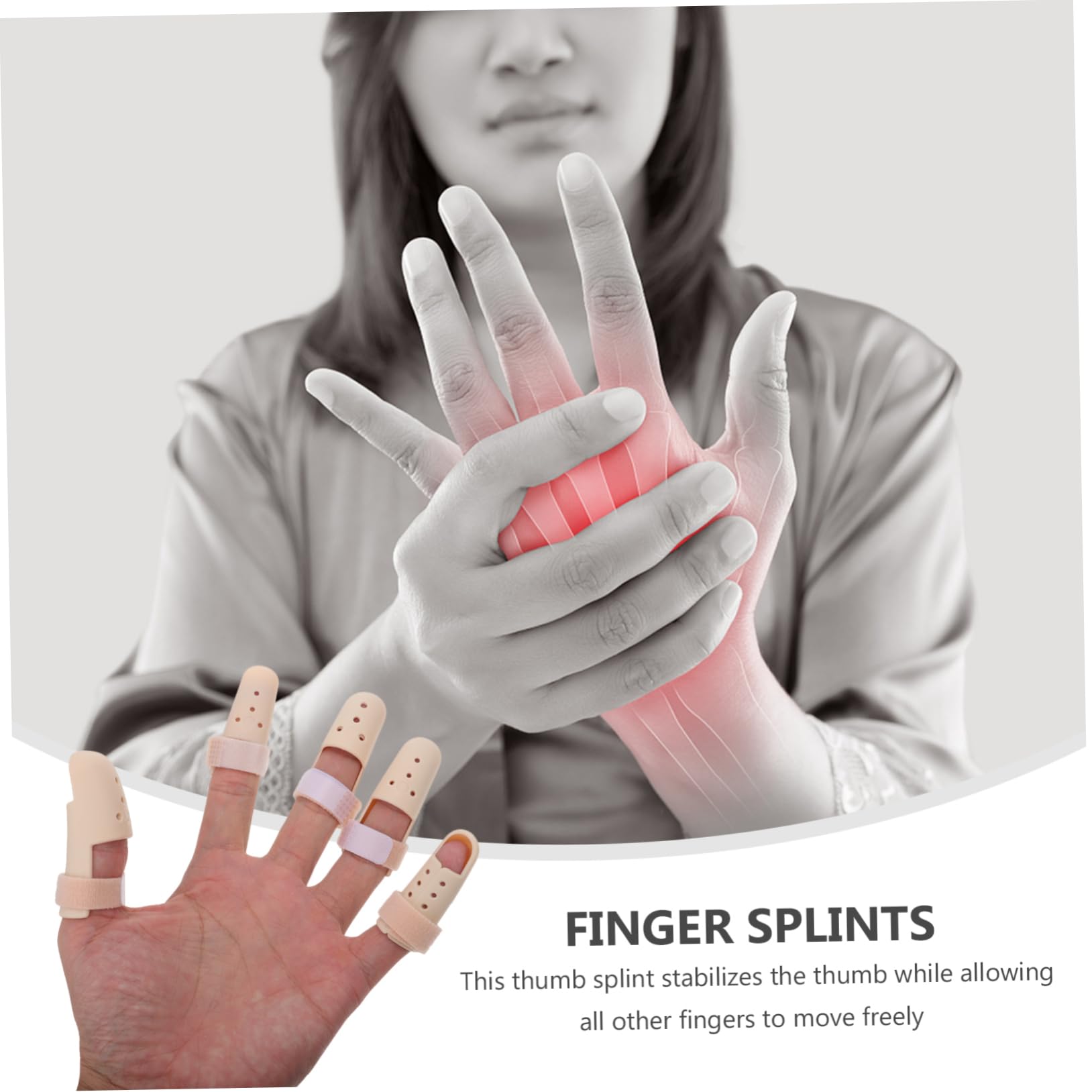 PartyKindom 6 Pack Finger Splint Finger Straightener Device for Fractures Sprains Comfortable Material