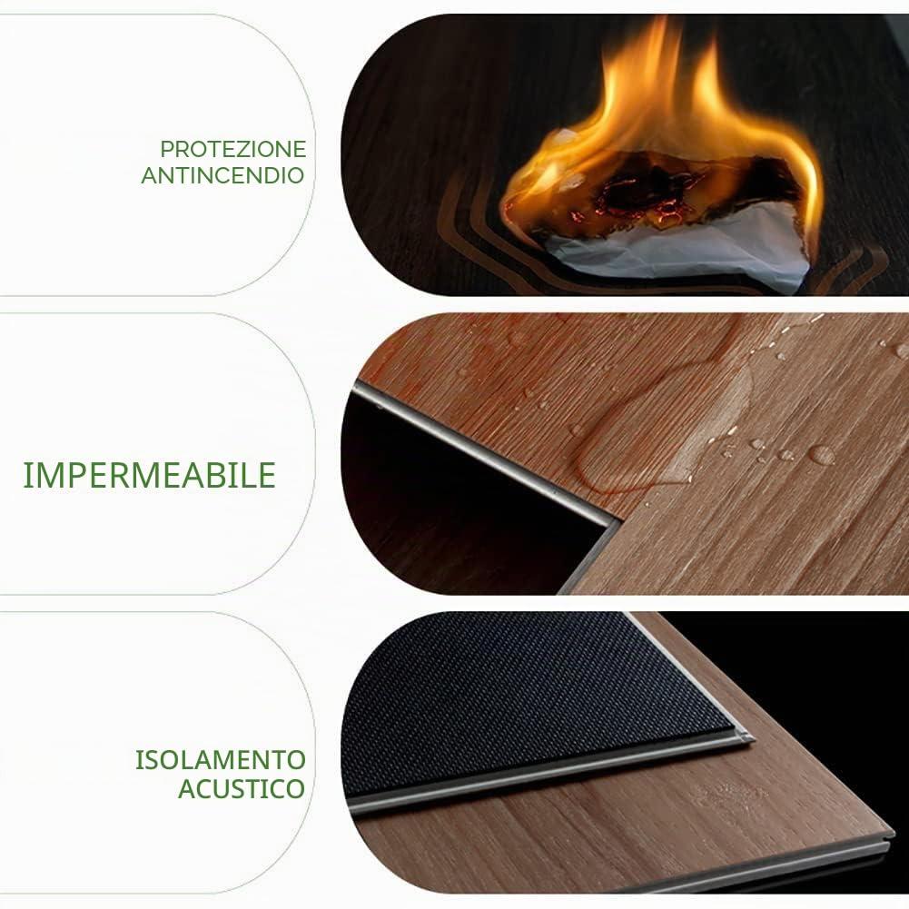 Inmozata, 36 tavole autoadesive in PVC, per pavimento, impermeabili, cucina, bagno, casa