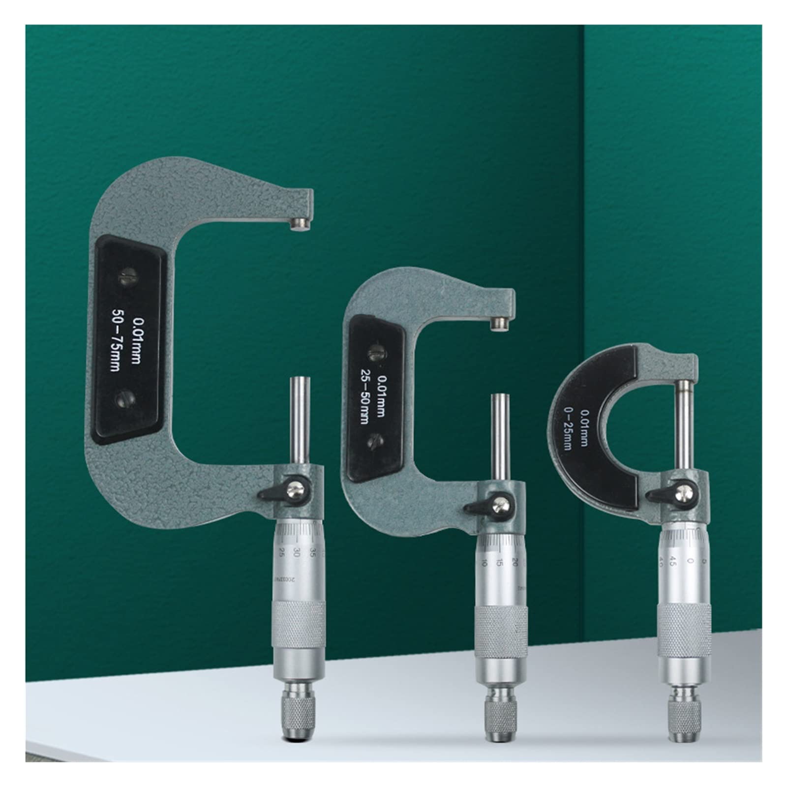 Digitale Bügelmessschraube Genauigkeit 0,01 mm Gauge Vernier-Messwerkzeuge außerhalb des Spiralmikometers 0-25 mm/ 25-50 50-75 75-100(25-50mm)