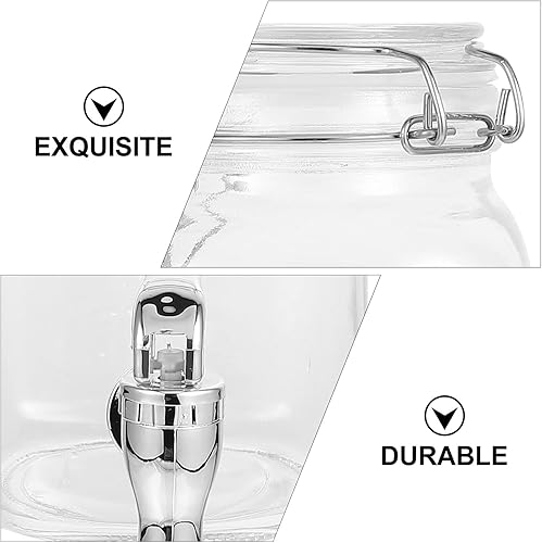 Miniatura 9 de Hemoton Dispensador de vidrio Frasco dispensador de bebidas Tarro de vidrio con grifo Fiesta de jugo de bebida con grifo con grifo
