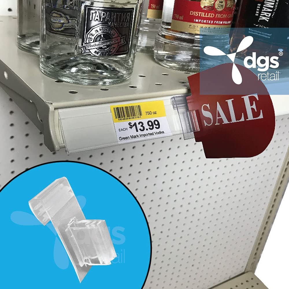 Retail Flag Sign Holder for Info Strips, Shelf Gripper Clip, 3/4 Inch Wide by 1-1/2 Inch High, 50 Pack