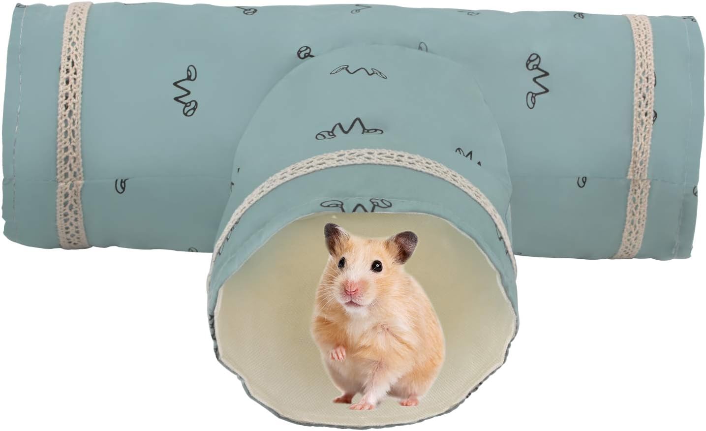 HACRAHO Small Animal Play Tunnel, 1 Pack 3Way Small Animal Tunnel and