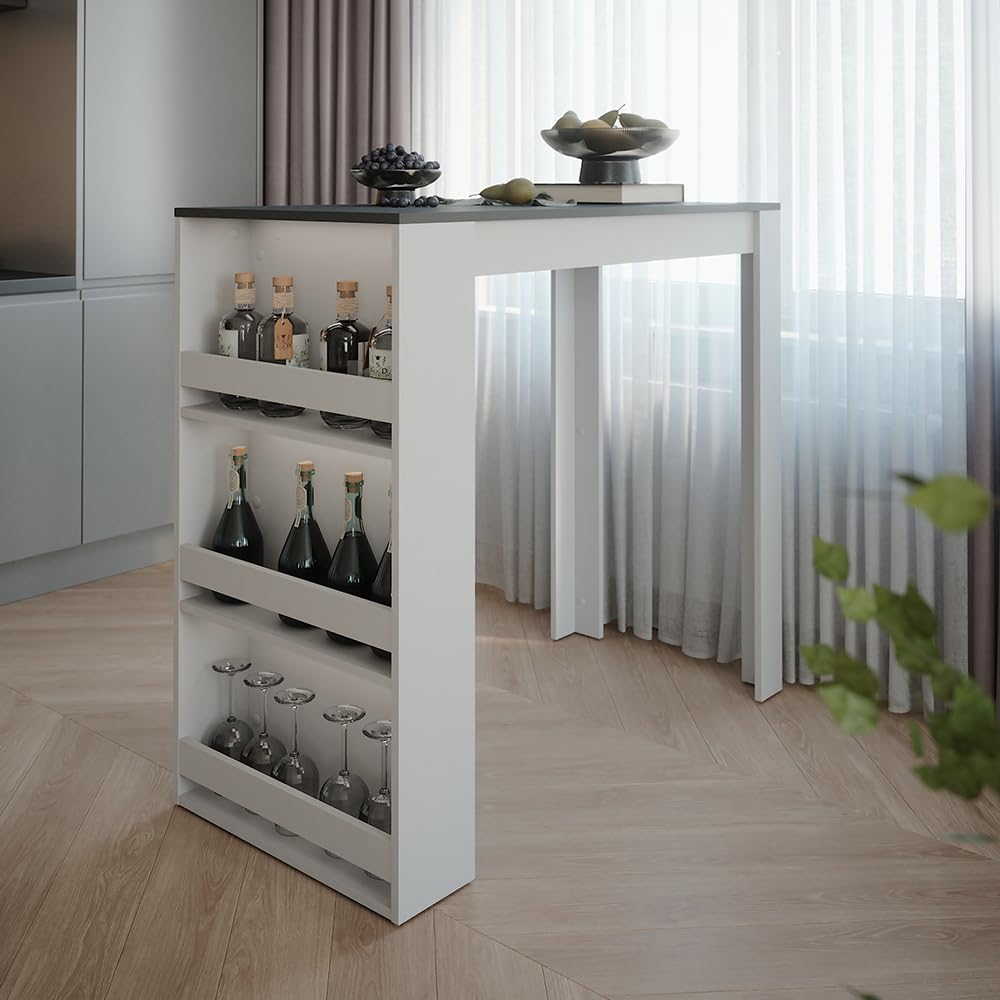 Vicco Tavolo da bar Repose, Bianco/antracite, 57 x 117 cm, utilizzabile come tavolo alto per cucina o zona pranzo
