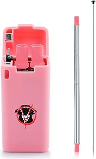 ステンレスストロー V フォー ヴェンデッタ エコストロー 折りたたみ 1個 再利用可能 シリコン 洗浄ブラシ 収納ボックス付き 細め洗浄用ブラシ付 旅行 外飲み錆びない 繰り返し利用可 ブラシ 長さ23cm