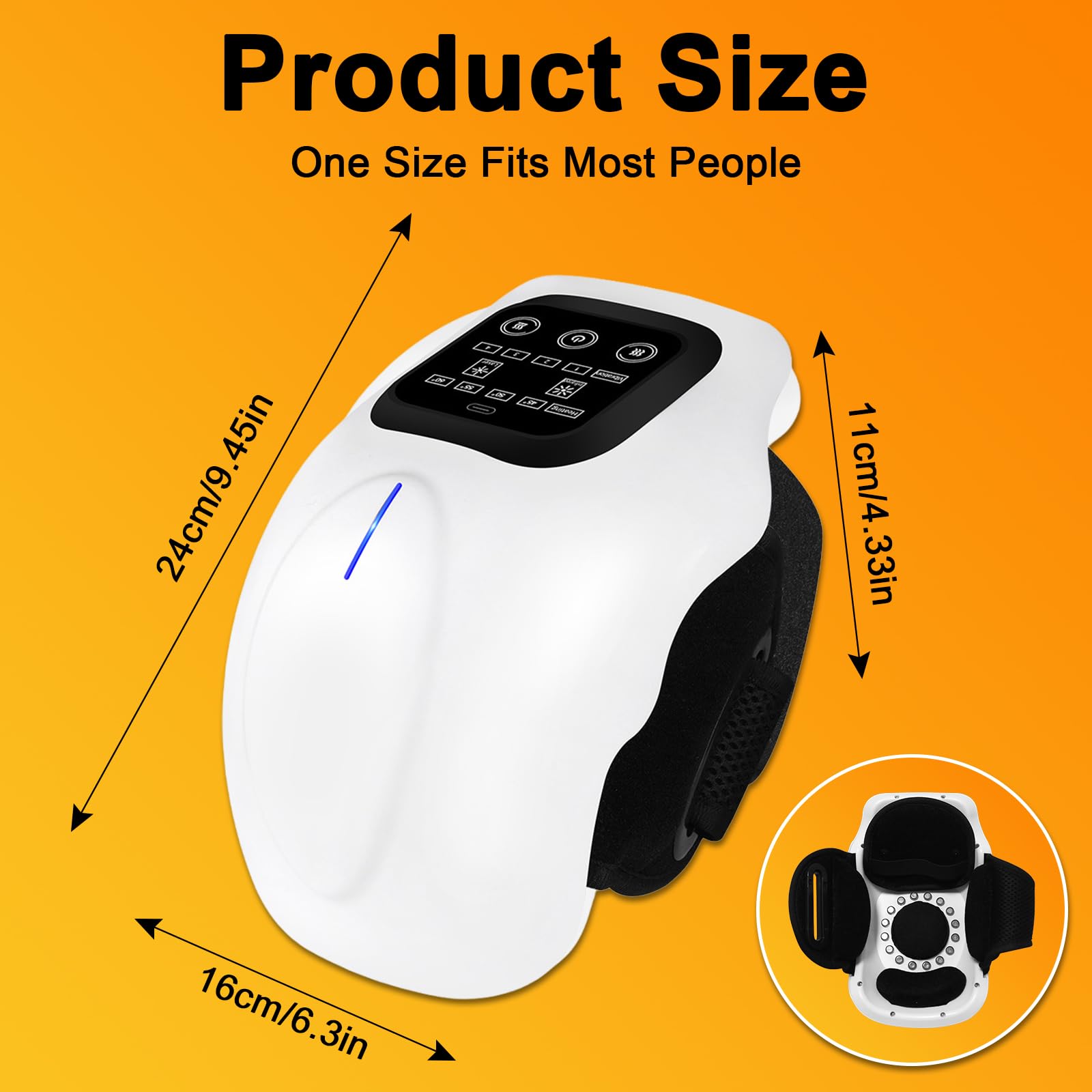 Knie Massagegerät Schnurloses, Infrarot Wärme Knie Massagegerät mit Vibrationsmassage Infrarot, 4 Heizstufen, 4 Vibrationsstärken, LCD Touch bei Arthritis, Schwellungen, Steifheit, Muskelverletzung